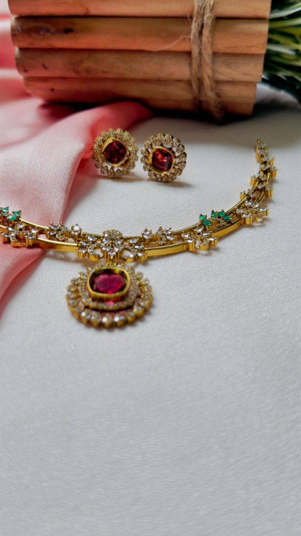 Premium Antique Gold Ad Necklace(Red) - Image 3