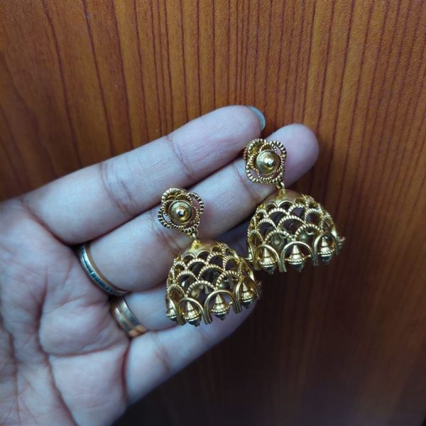 Premium Quality Antique Gold Jhumka - Image 2