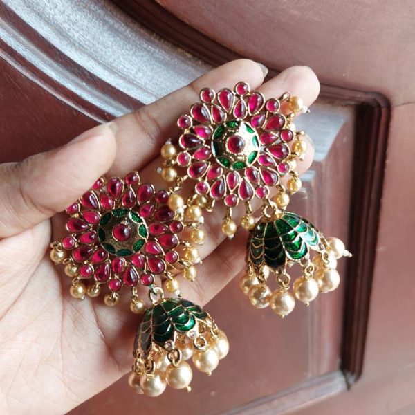 Kundan Hand Painted Jhumka
