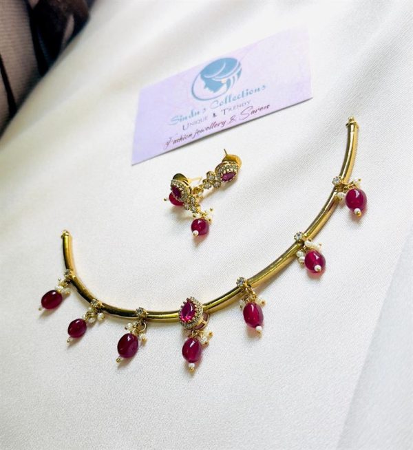 Premium & Budget Friendly Tiny Cute Necklace(dark fuchsia)
