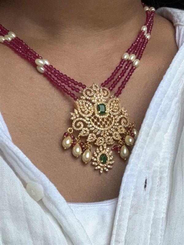Pearl Haram with Ad stone Pendant 