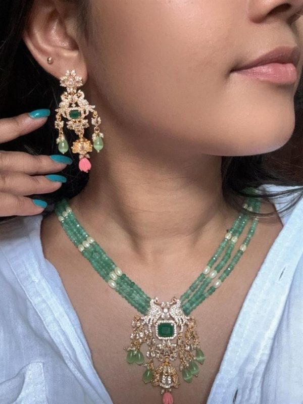 Green and pink Ad haram with Ad stone pendant