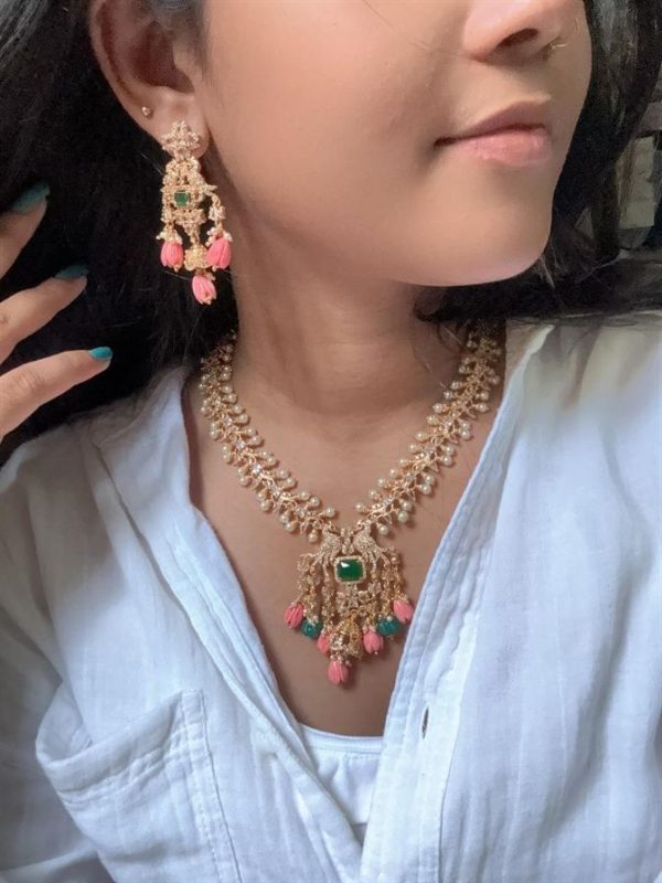 Green and pink Ad haram with Ad stone pendant 