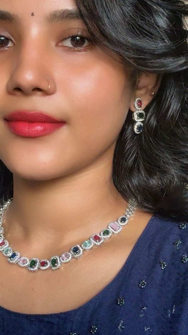 Premium multi ad necklace with earrings