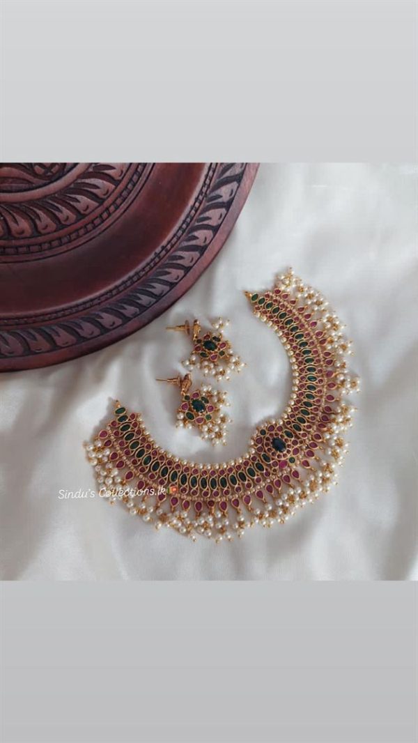 Premium quality real kemp high neck piece with earrings