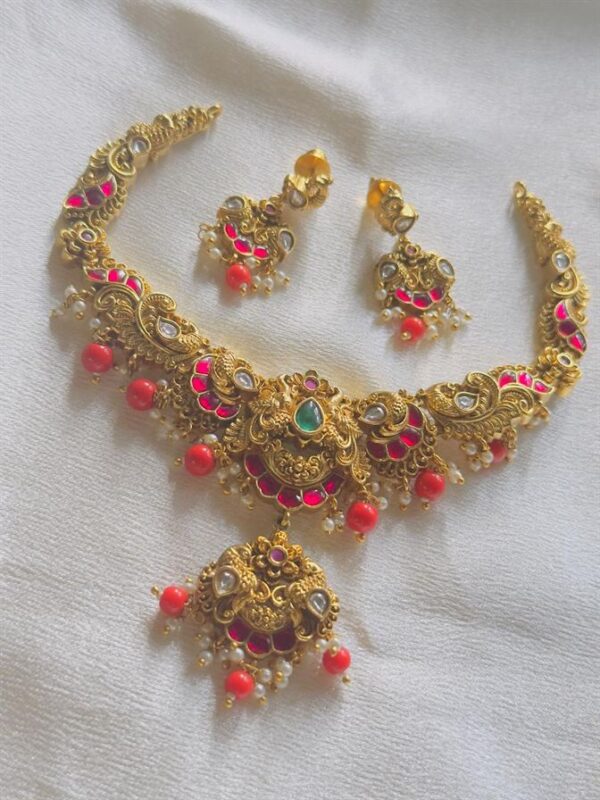 Premium antique Pavalam necklace with earrings