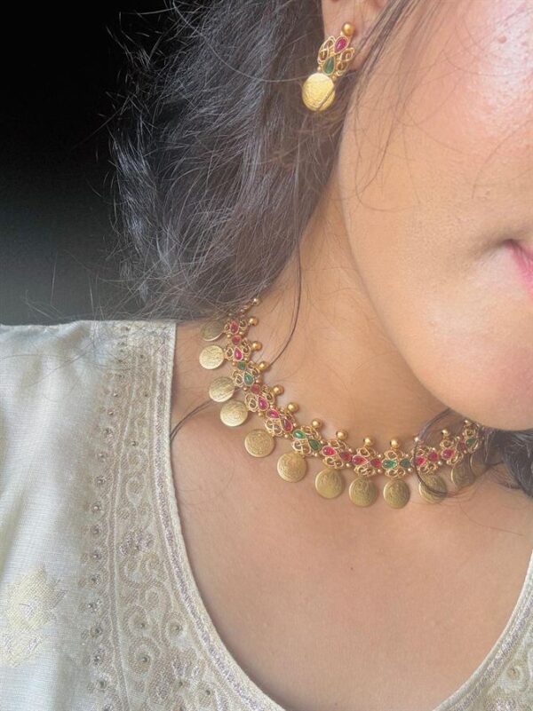 Copper gold antique necklace with earrings 
