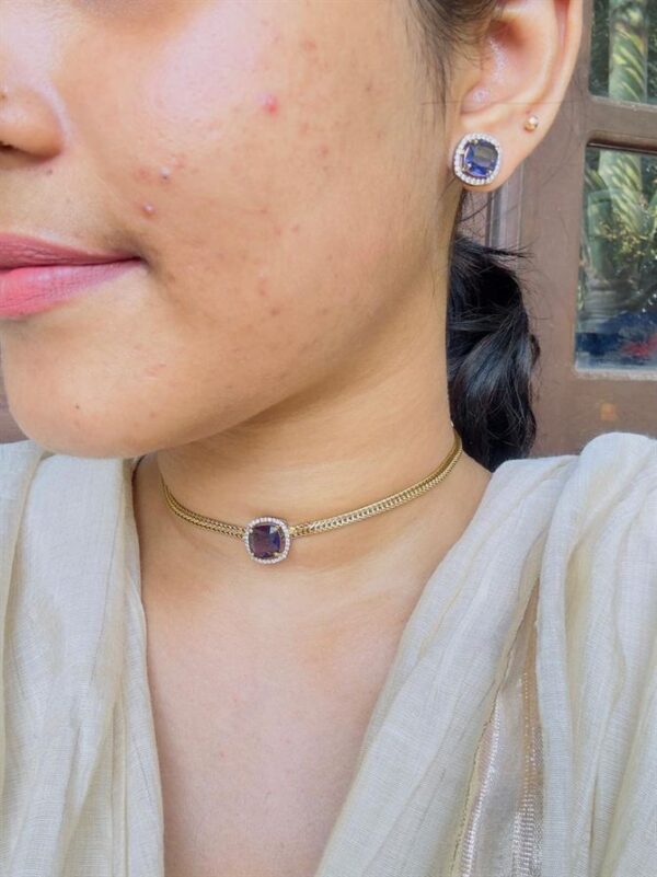 Simple and cute tiny choker(Purple)