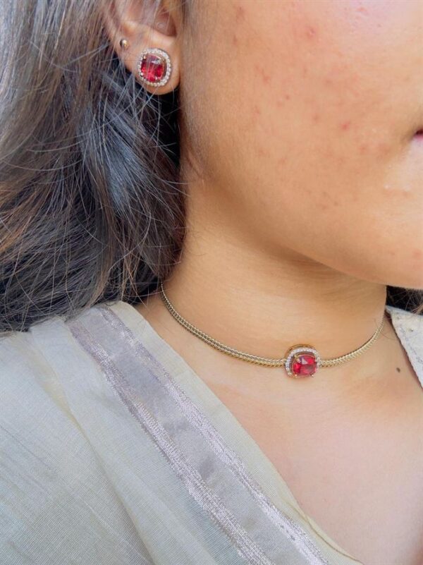 Simple and cute tiny choker(Red) - Image 2